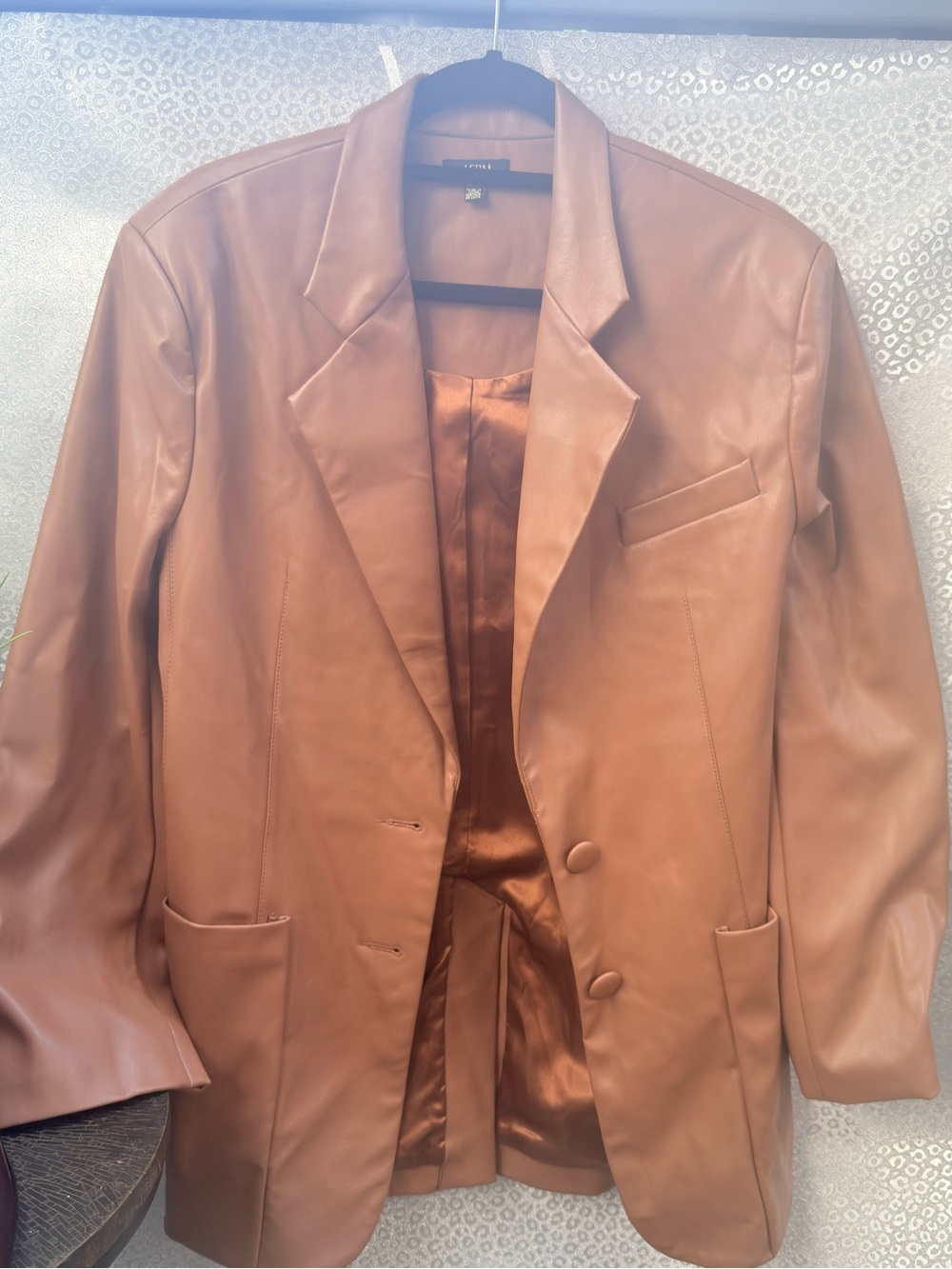 AFRM Cognac Leather Blazer Jacket